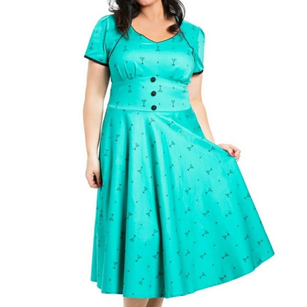 Voodoo Vixen Retro Martini Fit Flare Dress